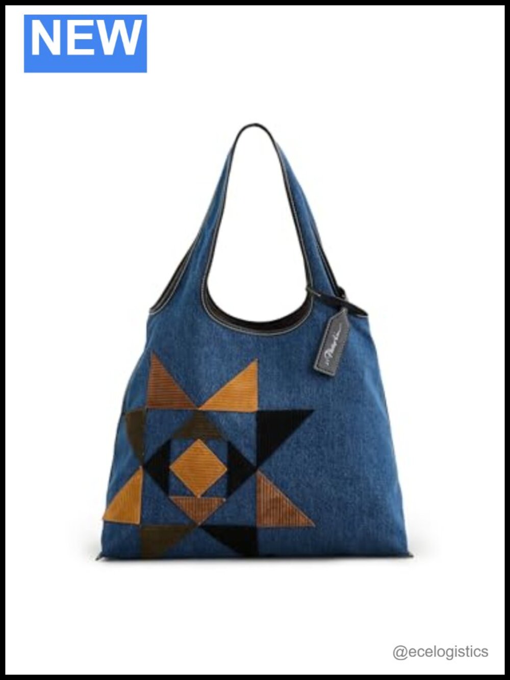 Suede Quilted Denim Market Tote with Detachable Pouch